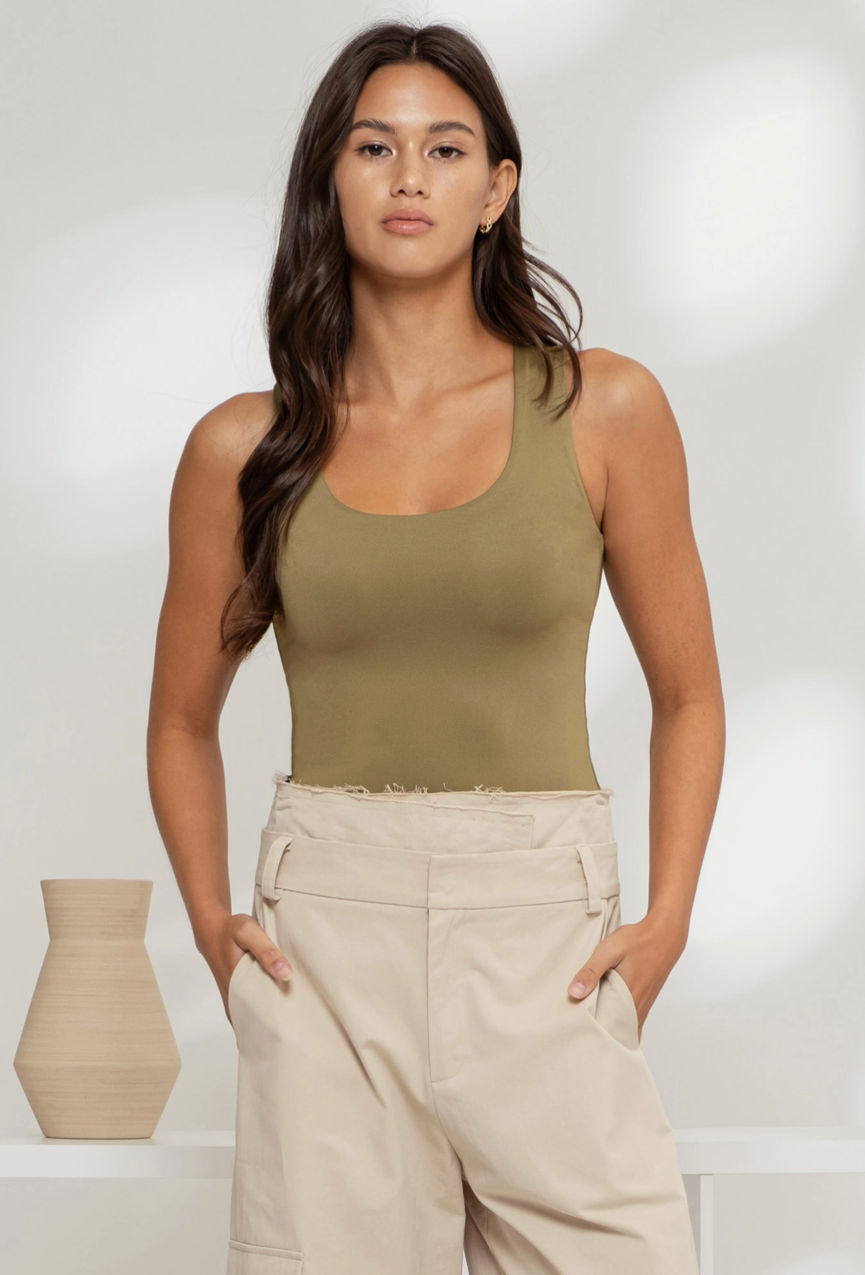 Scoop Neck Sleeveless Tank Top