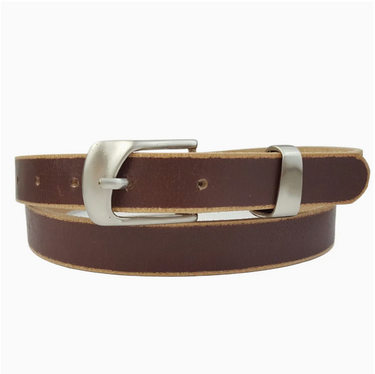 Skinny Classic Silver Buckle Loop Belt