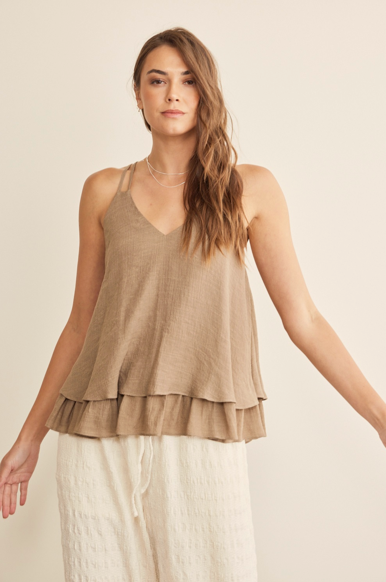 Textured Blouse in Double Layered Ruffles