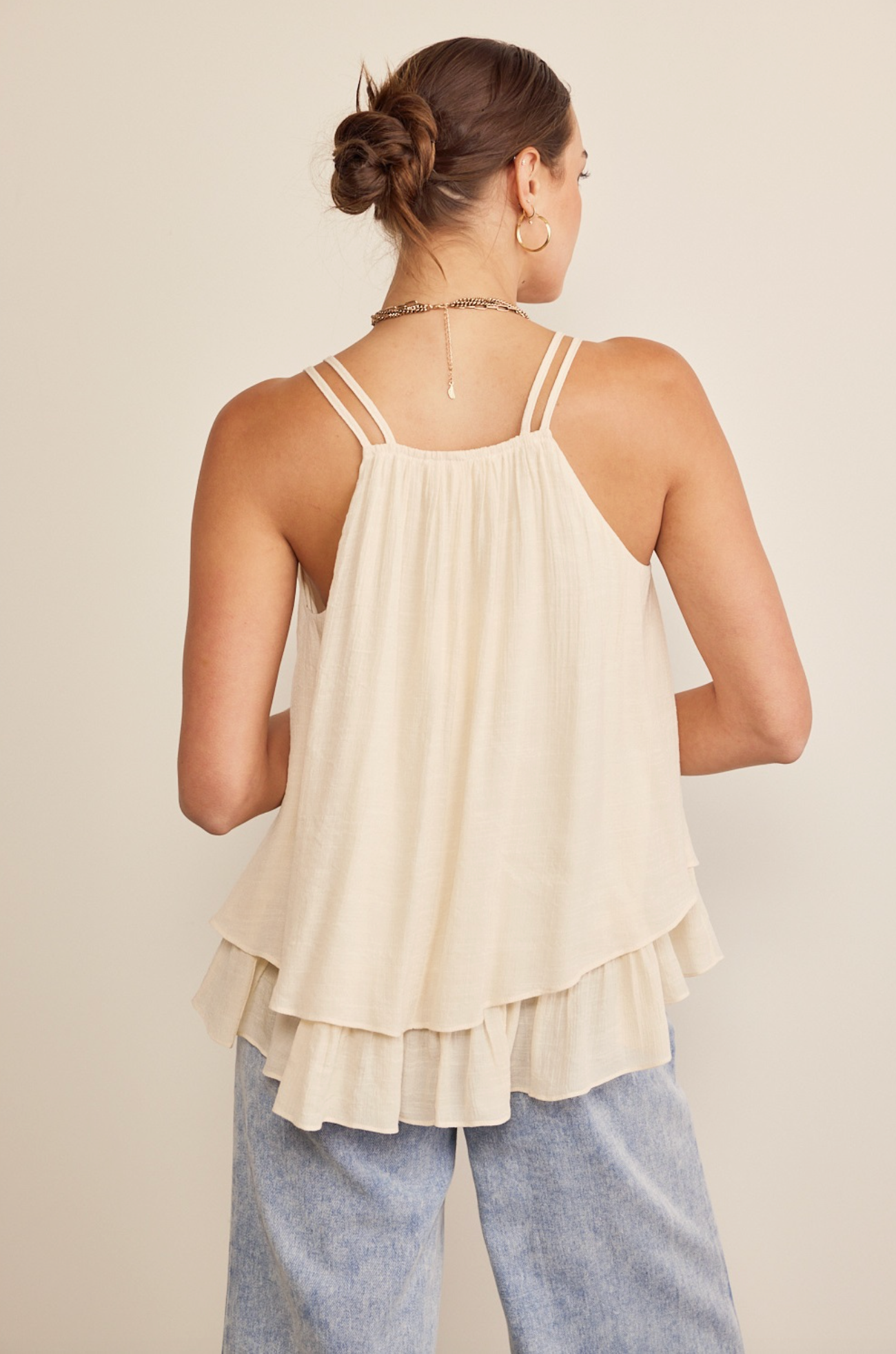 Textured Blouse in Double Layered Ruffles