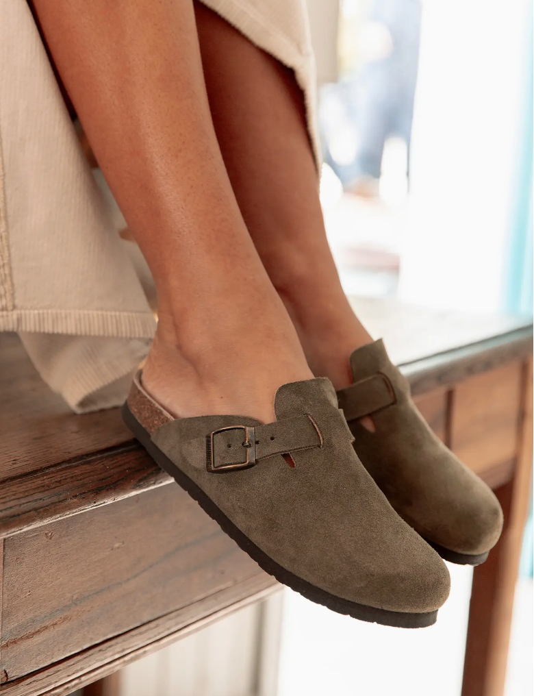 Riva Velour Khaki Clog