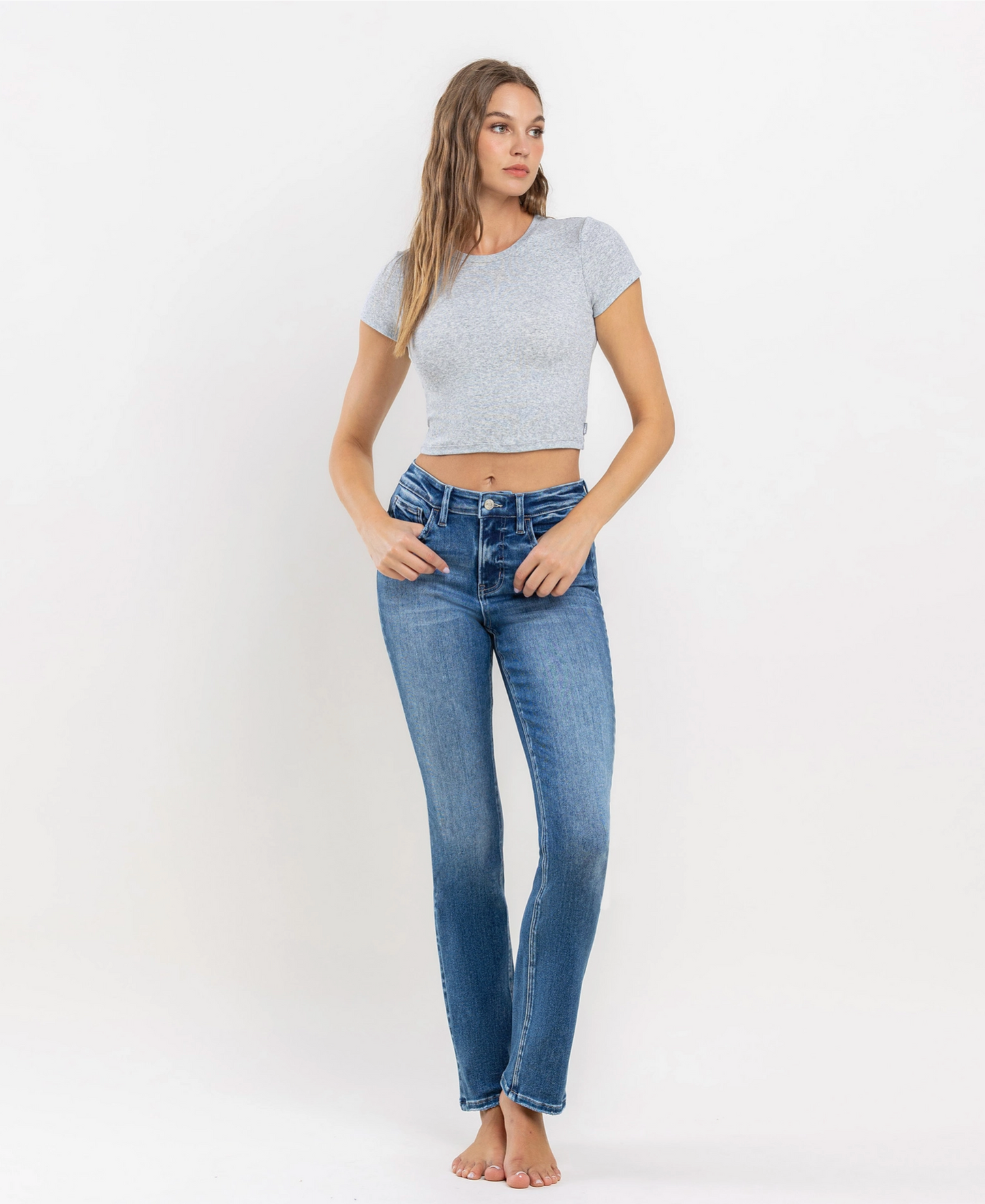 Jeanne (Luxurious) High Rise Long Slim Straight Jeans