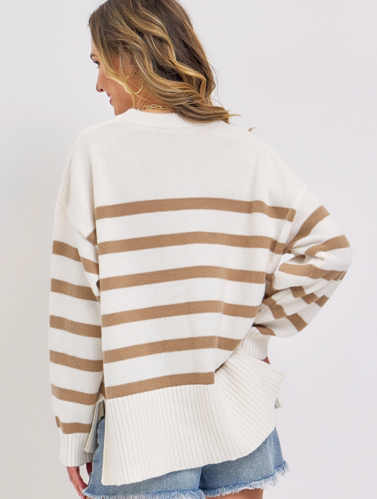 Pullover Striped Oversize Knit Sweater