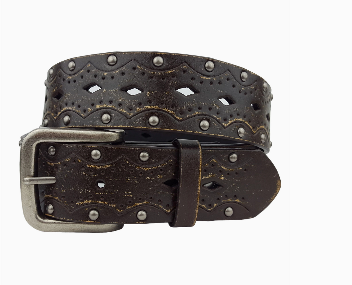 Vintage/Distressed Tooled and Studded Belt