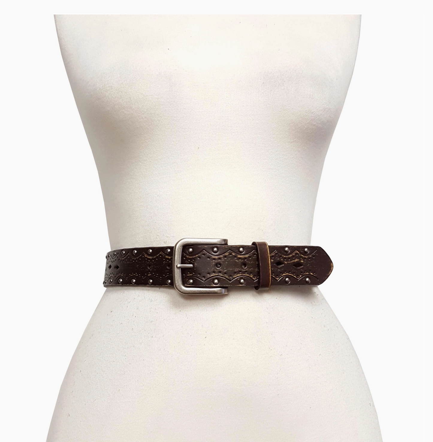 Vintage/Distressed Tooled and Studded Belt