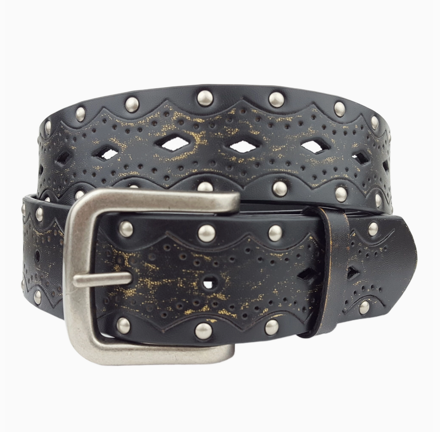 Vintage/Distressed Tooled and Studded Belt