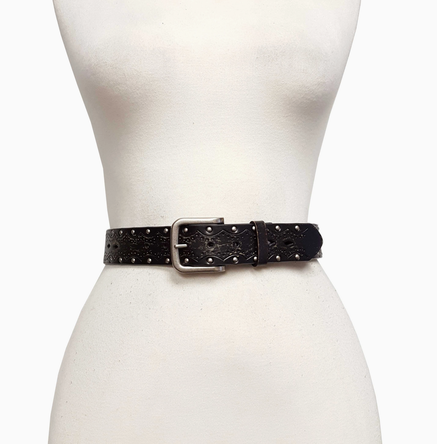 Vintage/Distressed Tooled and Studded Belt