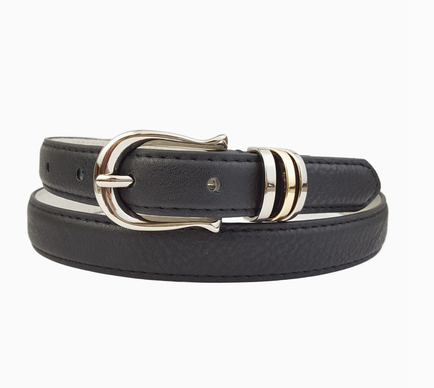 Classic Skinny Silver Buckle Belt