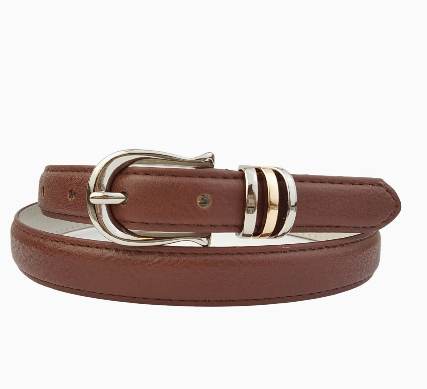 Classic Skinny Silver Buckle Belt