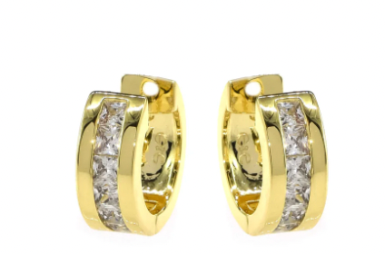 "Brilliant" CZ Cuff Hoop Earrings in Gold