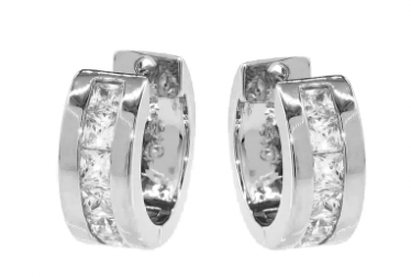 "Brilliant" CZ Cuff Hoop Earrings in Silver